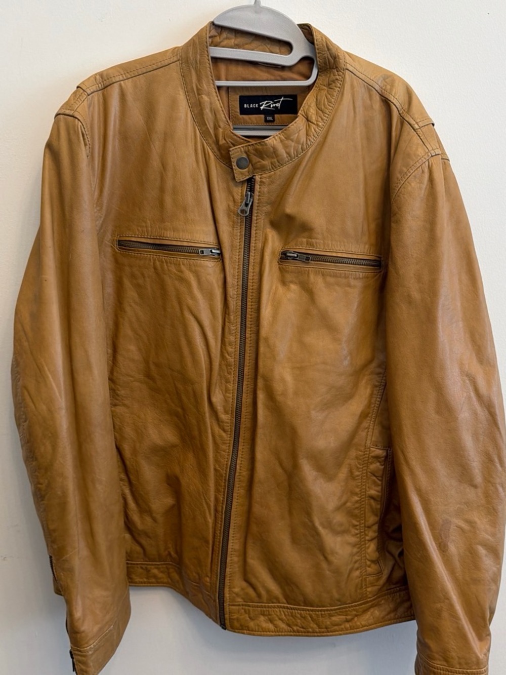 Black Rivet Men's Tan Leather Zip Jacket